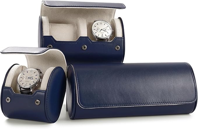 Oirlv PU Leather Watch Box for Mens Watch Organizer Case Jewelry Gift Box for Birthday Fathers Day Anniversary(2 slots, Royal Blue)