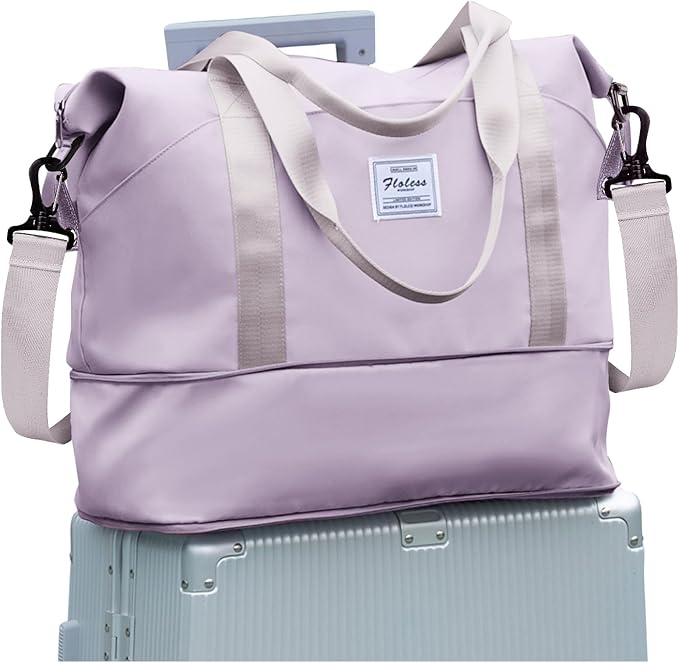 Travel Duffel Bag, Sports Tote Gym Bag, Shoulder Weekender Overnight Bag for Women