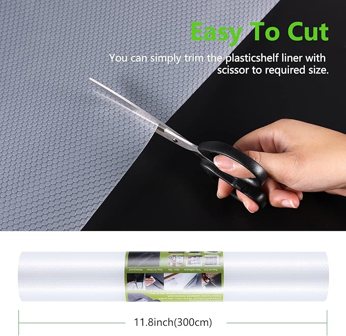 Shelf Liners for Kitchen Cabinets Refrigerator Liners Waterproof Kitchen Cupboard Liner Non-Slip Drawer Mats Non Adhesive Fridge Mats for Shelves - Clear 11.8 x 59 Inches