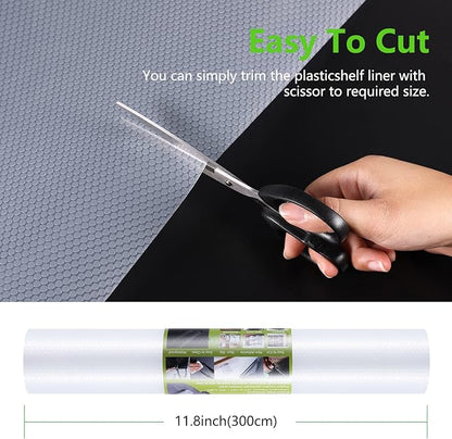 Shelf Liners for Kitchen Cabinets Refrigerator Liners Waterproof Kitchen Cupboard Liner Non-Slip Drawer Mats Non Adhesive Fridge Mats for Shelves - Clear 11.8 x 59 Inches
