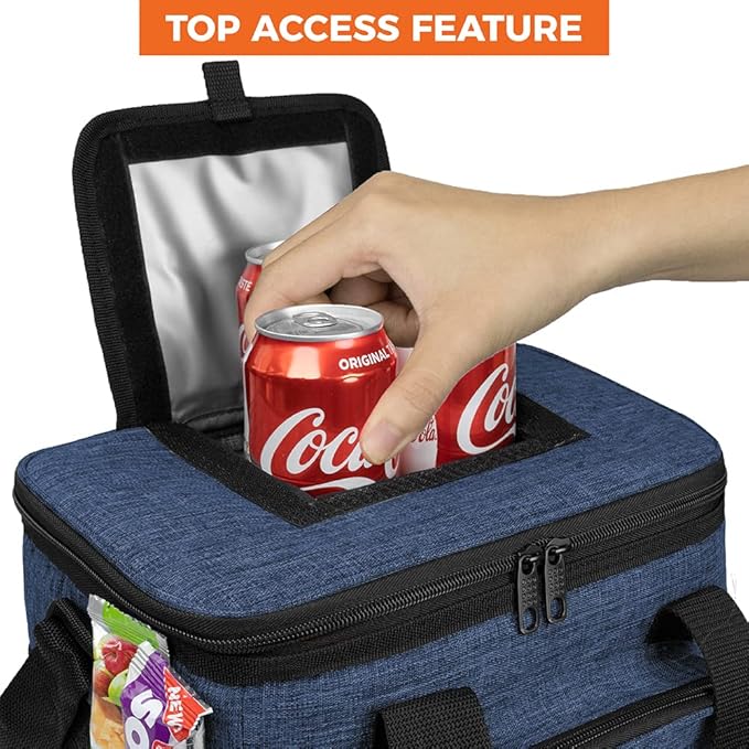 OPUX Soft Cooler Bag, Insulated Collapsible Lunch Cooler Bag for Men Work Camping Beach Travel, Portable Soft Sided Leakproof Waterproof Large Lunch Bag Box with Shoulder Strap 18 Cans, Heather Navy