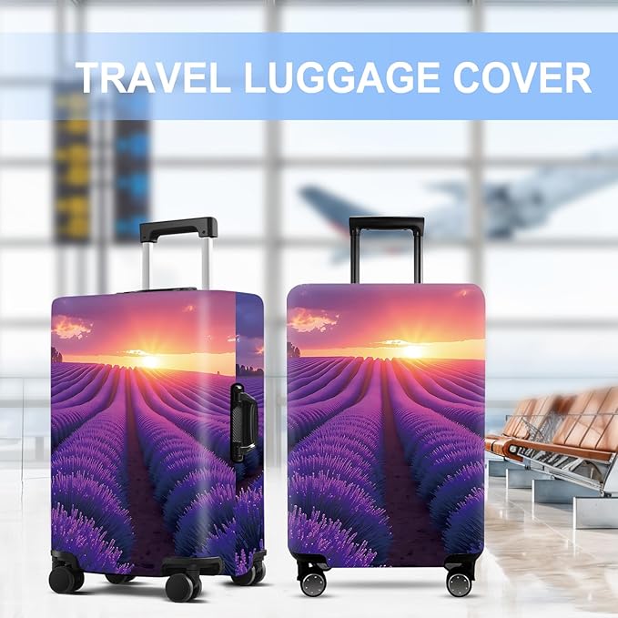 Luggage Cover Washable Suitcase Protector Anti-Scratch,Stretchable Fit for 20-34Inch Luggage Durable Travel Bag Cover with Zipper Closure (Lavender, M(fits 24-26Inch suitcase))