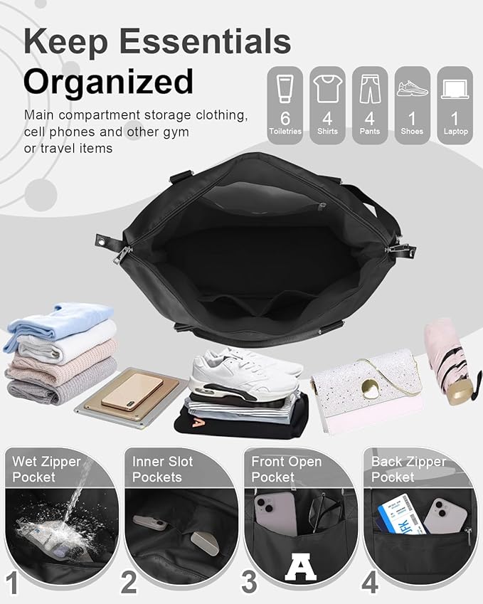 Initial Travel Duffel Bag Sports Gym Bag for Boys Teen Birthday Gifts,Black Personalized Weekender Bag Carry On Tote Bags for Men,Waterproof Overnight Luggage Bag Airplane Travel Essentials(Letter A)
