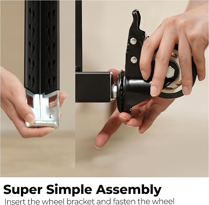 HOMEDANT House 5-Tier Metal Rolling Cart Shelf Rack Casters Heavy Duty Laminated Wheel Shelving Unit Adjustable Utility Storage Shelves Organizer Shelf Kitchen Garage 24.4" W x 16.5" D x 62.2" H 1Pack