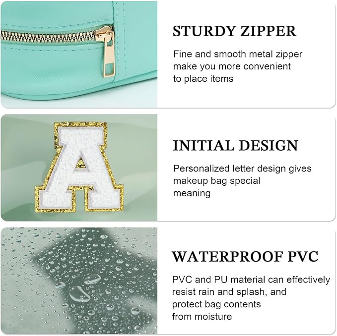 YOOLIFE Initial Clear Makeup Bag | Travel Clear Makeup Bag | Travel Beach Toiletry Bag | Car Organizer Essentials for Women | Waterproof Large Clear Travel Toiletry Bag | Teacher Birthday Gifts Blue K