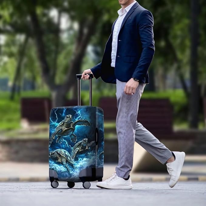 Sea Turtle Suitcase Cover Fits 26-29 Inch Luggage with Zipper Anti-Scratch Spandex Luggage Cover Washable Stretchable Travel Suitcase Covers for Luggage Universal Baggage Cover(Size L)