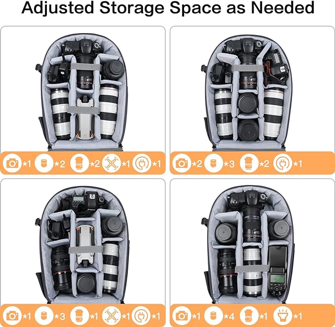 MOSISO Camera Backpack, DSLR/SLR/Mirrorless Photography Camera Bag 15-16 inch Waterproof Hardshell Case with Tripod Holder&Laptop Compartment Compatible with Canon/Nikon/Sony, Gray