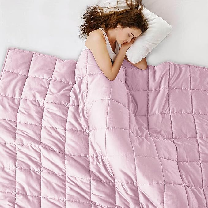 L'AGRATY Weighted Blanket - 80"x87" 20lbs Cooling Breathable Heavy Blanket Microfiber Material with Glass Beads Big Blanket for Adult All-Season Summer Fall Winter Soft Thick Comfort Blanket