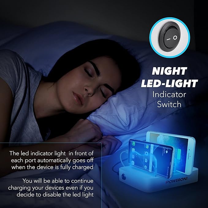 4 Port USB Charging Station - Charging Dock for Multiple Devices - Multi Device Charger Station - Compatible with Apple, iPad, iPhone, and Android - Universal Charge Rack for Phones and Tablets