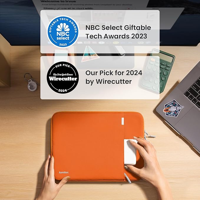 tomtoc 360° Protective Laptop Sleeve for 14-inch MacBook Pro M5/M4/M3/M2/M1 Pro/Max A3434 A3112 A3401 A3185 A2992 A2918 2025-2021, Water-Resistant Case Bag with Accessory Pocket for 13.8Surface Laptop