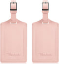 Travelambo Luggage Tags for Suitcases Faux Leather Privacy Protection 2 Pack Bag Tags Travel Accessories Essential, Lotus Pink