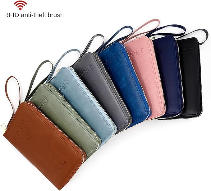 Rowgins Rfid Blocking Passport Holder Wallet, Rowgins Rfid Passport Holder with Zipper, PU Leather PassportHolder for Travel (DARK BLUE)