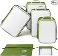Cipway Compression Packing Cubes, See Through Mesh Luggage Organizer Bags, Travel Essentials for Carry on Suitcase with Laundry Bag and Clear Toiletries Bag（6 Pcs,Green）