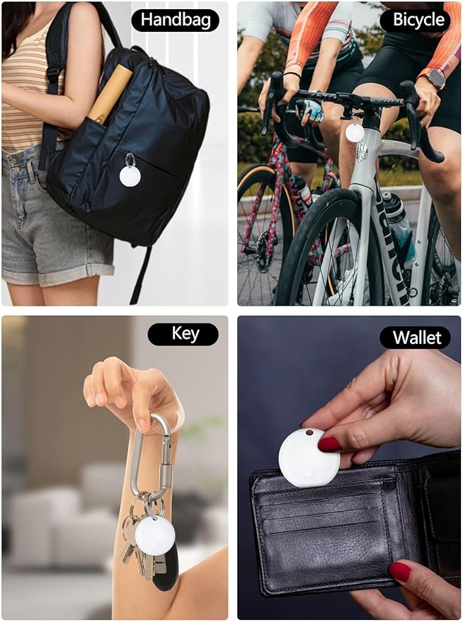 Tracker Tags, Item Finder Work with Apple Find My (iOS Only), Tracking Device Locator Smart Tag for Luggage, Keys, Wallet, Bike, Pets, Bags (White, 2 Pack)
