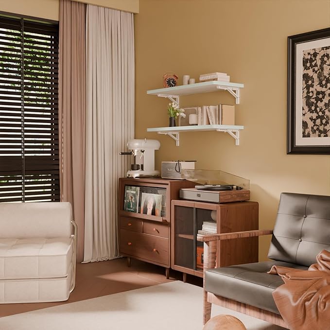 IAE Wall Mounted Folding Table with Pine Wood,36" x 14" Floating Wall Desk,Laundry Folding Table with Shelf Brackets,Fold Down Desk Shelf,Folding Workbench for Home,Dining,Laundry Room,Kitchen,White