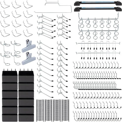 283PCS Metal Pegboard Hooks Organizer Kit for Organizing Various Tools - Heavy Duty 1/4" & 1/8" Pegboard Accessories with Pegboard Bins, Wall Mount Tool Storage for Garage, Workshop & Kitchen