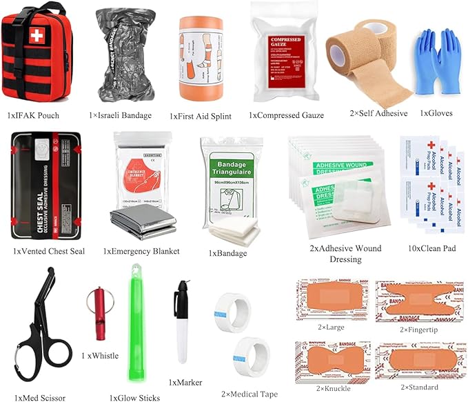 IFAK Kit Trauma Kit Military Medical First Aid Kits Bleeding Contral Emergency Survival Bug Out Bag for Camping Gear Supplies Hiking (Camouflage)