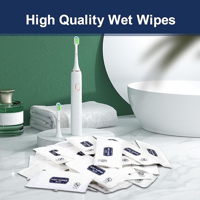 100 Pcs Wet Wipes Individually Wrapped, Aloe Vera Hand Wipe, Disposable Skin Cleansing Wipes, Travel Size Wipes Bulk for Hands, Butt, Daily Use, Restaurant, Barbecue (100 PCS)