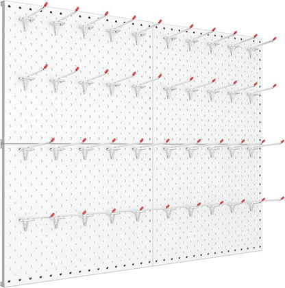TORACK Metal Pegboard Panels and Hooks for Garage, Workbench, Shop, Shed Tool Organizer Peg Board with 1/8" & 1/4" Holes, Modular Wall-Mounted Pegboard with Pegboard Hooks(Cream White)