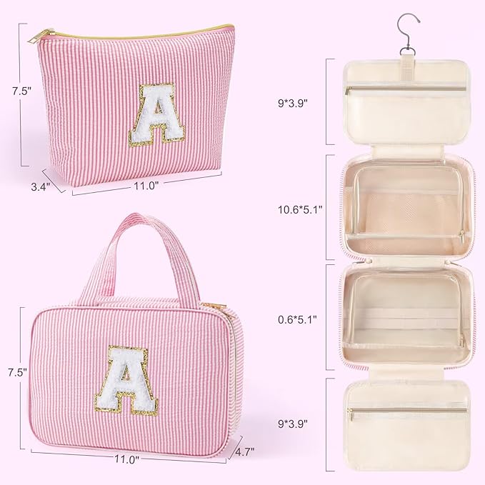 YOOLIFE Graduation Gifts for Her - Hanging Toiletry Bag for Women, Travel Toiletry Bag Makeup Bag, Personalized Travel Essentials for Women - Letter G, Blue