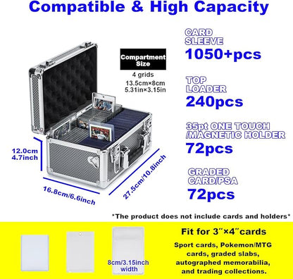 Multi color Card Storage Hard Case, Sports Card Collection Boxes,Trading Cards Cabinet, Card Holder, Toploader Box (Gray, Small)