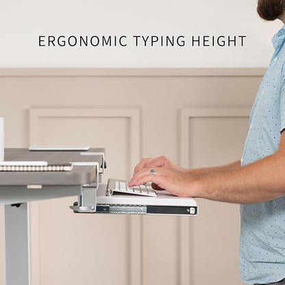 VIVO Small Keyboard Tray, Under Desk Pull Out with Extra Sturdy C Clamp Mount System, 20 (26 Including Clamps) x 11 inch Slide-Out Computer Platform Drawer, White, MOUNT-KB05ES-W
