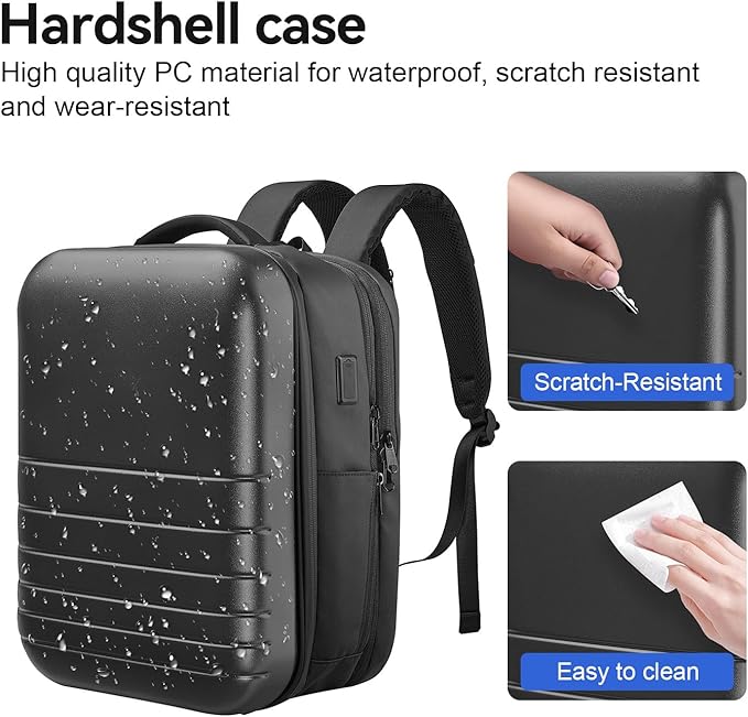SOKOK Carry On Travel Backpack Waterproof Business Backpack Expandable with Laptop Compartment and Charging, Hardshell Computer Backpack for Men and Women, Graphite