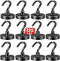 DIYMAG Black Magnetic Hooks, 120 LB Heavy Duty Strong Magnets with Hook, Rare Earth Neodymium Magnet for Cruise Cabins Ship Essentials 12 Packs