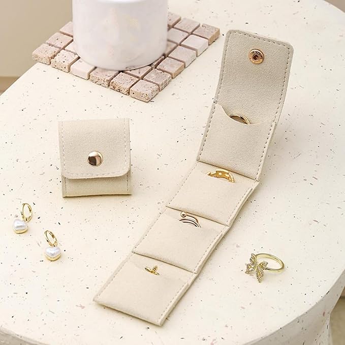 Mini Travel Jewelry Bag, 2025 New Travel Jewelry Case Organizer, Portable Foldable Compartment Auxiliary Mini Travel Jewelry Roll Bag With Buckle For Small Jewelry Earrings, Rings, Necklaces (G)