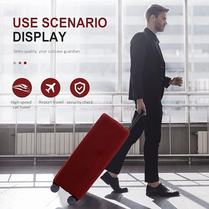 Travel Luggage Cover Suitcase Protector Scratch-Resistant Fit 19-31 Inch Suitcase, Not Included Suitcase (Claret, SX(22-23 inch))