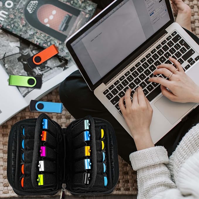 Flash Drive Case 20 Slots USB Storage Case JBOS USB Holder Storage Bag for USB Flash Drive Electronic Accessories Organizer for USB Flash Drive, USB Case, Thumb Drive Caes, Jump Drive Case