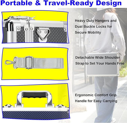 Multi color Card Storage Hard Case, Sports Card Collection Boxes,Trading Cards Cabinet, Card Holder, Toploader Box (Gray, Large)