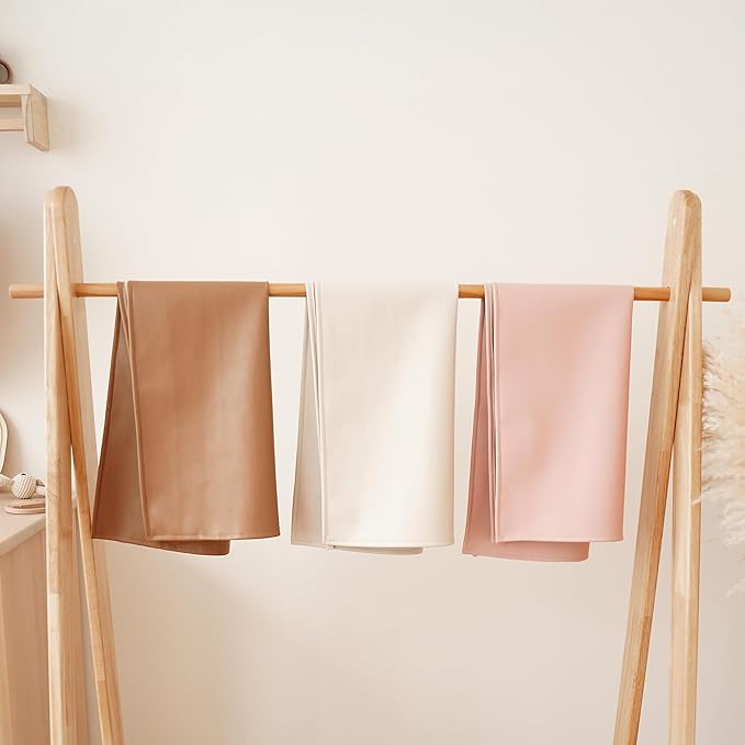Konssy Faux Leather Baby Changing Mat 2 Pack, Waterproof, Wipeable & Portable Diaper Changing Pad for Travel or Home, Foldable Mat Fits Perfectly in Diaper Bag, 30 x 17 inches (Brown,Beige)