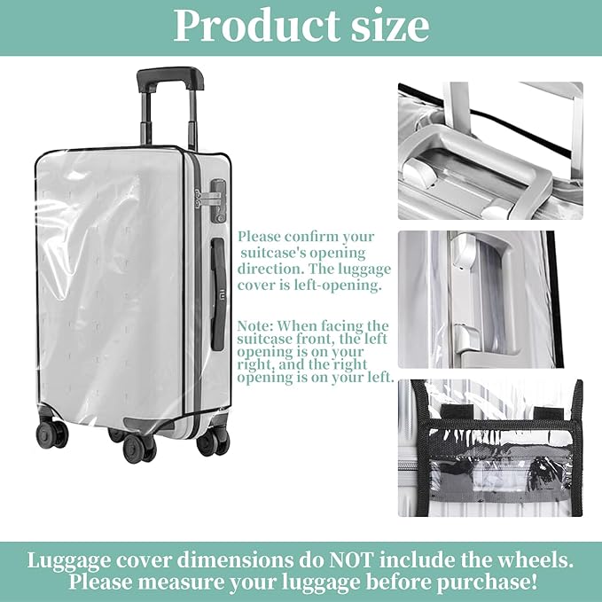 Clear PVC Luggage Cover, Waterproof Dustproof Anti-Scratch Suitcase Protector, Fits Wheeled Suitcases 18" 22" 24" 26" 28" 30" - Thicken Baggage Cover Case（18"）