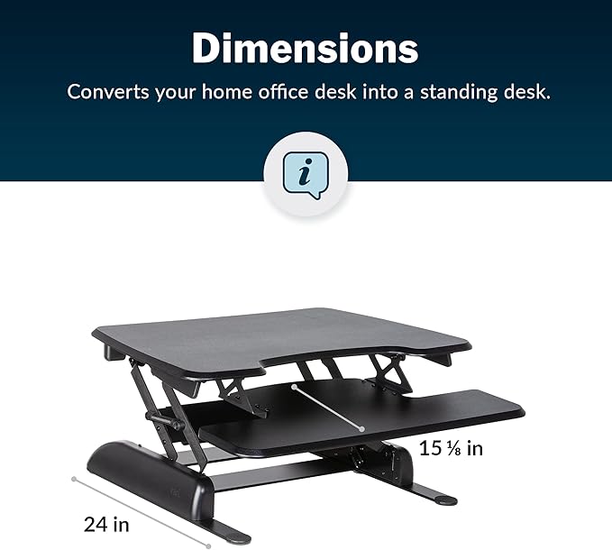 Vari - VariDesk Essential 30 - Two-Tier Standing Desk Converter for Home Office - Adjustable Sit Stand Desk with 11 Height Settings - Standing Desk Riser for Monitor & Accessories - 30" Wide, Black