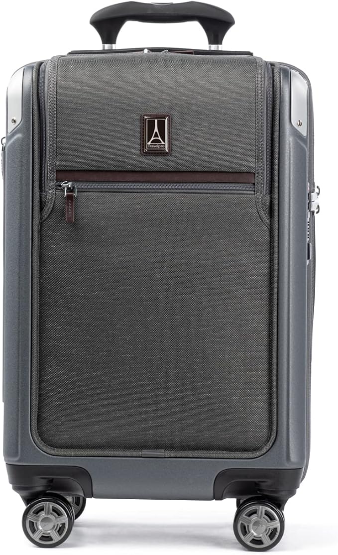 Travelpro Platinum Elite Hardside Expandable Carry on Luggage, 8 Wheel Spinner, TSA Lock, Hard Shell Polycarbonate Suitcase, Vintage Grey, Carry on Laptop Pocket 21-Inch