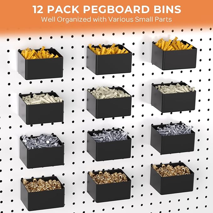 INCLY 278PCS Pegboard Accessories Organizer Kit, Peg Board Hooks Assortment with Bins for Organizing Various Tools, Fit 1/8 or 1/4 inch Pegboard for Hanging Storage, Garage Wall Attachments