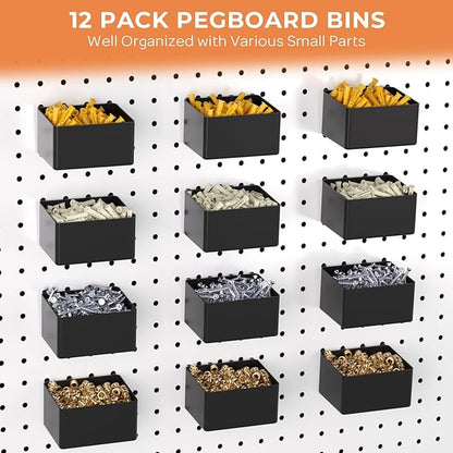 INCLY 278PCS Pegboard Accessories Organizer Kit, Peg Board Hooks Assortment with Bins for Organizing Various Tools, Fit 1/8 or 1/4 inch Pegboard for Hanging Storage, Garage Wall Attachments