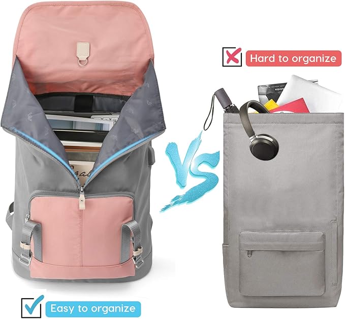 17 Inch Women Backpack School Bags for Teen Girls,College Student Bookbag Computer Backpack with USB Charging Port