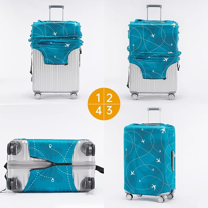 Travelkin Luggage Covers With Tag For Suitcases Tsa Approved,Suitcase Covers Protector Fit 18-32 Inch Luggage S(18-21inch suitcase)