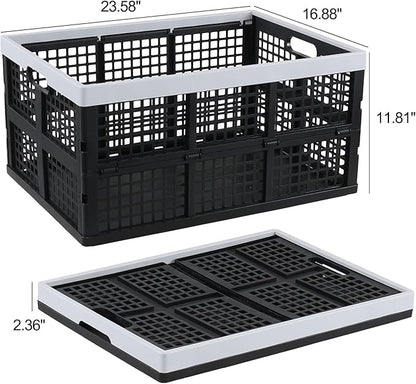 66 L Extra Large Stackable Storage Crate, Set of 4 Plastic Collapsible Crates
