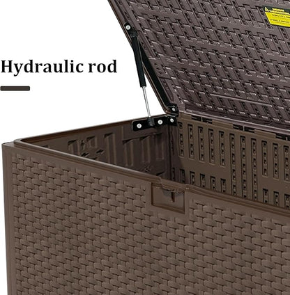 180 Pro Gallon Deck Box,Outdoor Storage Box Lockable,Waterproof for Patio Furniture, Garden Tools, Pool Accessories, Package Delivery Boxes For Outside, Brown
