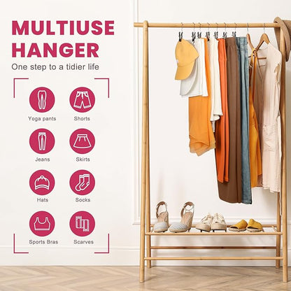 12 Pack Pants Hangers with Clip,Legging Organizer for Closet Hanging, Space Saving Yoga Pants Hangers Clip Hangers Closet Organization,Closet Organizers and Storage for Jeans,Shorts,Skirts,Hats
