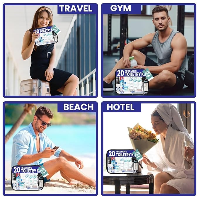 Trektote Bulk Hygiene Kit For Men And Women – (25 Pack) 20 Piece Set Of Travel Size Toiletries, TSA Compliant, Bulk Travel Essentials, Includes Shampoo And Conditioner, Body Wash, Toiletry Bag & More