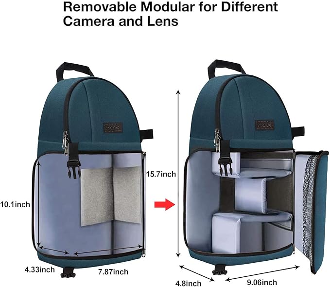 MOSISO Camera Sling Bag, DSLR/SLR/Mirrorless Camera Backpack Case Shockproof Photography Backpack with Tripod Holder & Removable Modular Inserts Compatible with Canon/Nikon/Sony/Fuji