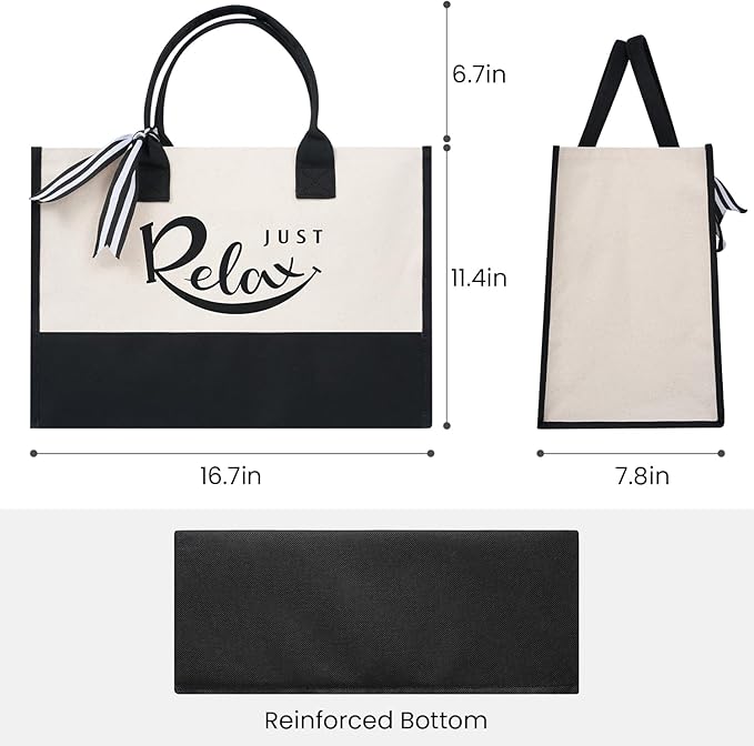 BAGAIL Initial Tote Bag, Personalized Birthday Gifts for Women, Teacher, Friends, Mom, Wedding, Monogrammed Beach Bag