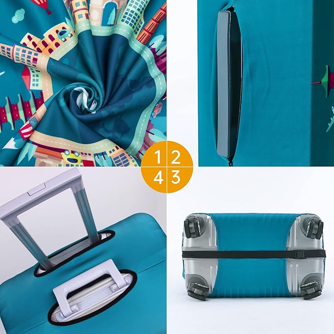 Travelkin Luggage Covers For Suitcase Tsa Approved,Suitcase Cover Protector Fit 18-32 Inch Luggage (Dreaming Blue, M)