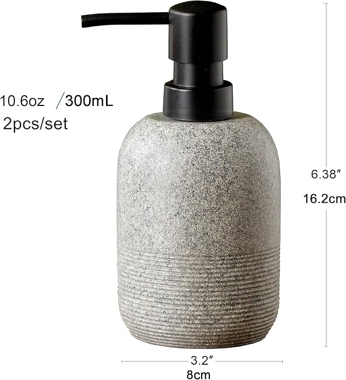 2pcs/Set Grey Soap Lotion Dispenser with A Spare Pump,Liquid Hand Soap Dispenser Sets for Bathroom Countertop, Soap Dispenser for Kitchen.