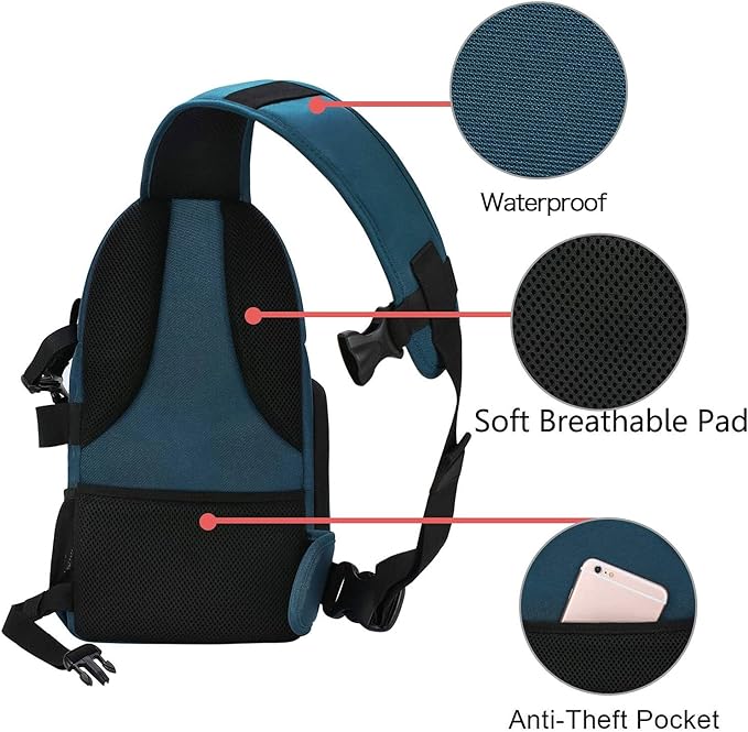 MOSISO Camera Sling Bag, DSLR/SLR/Mirrorless Camera Backpack Case Shockproof Photography Backpack with Tripod Holder & Removable Modular Inserts Compatible with Canon/Nikon/Sony/Fuji