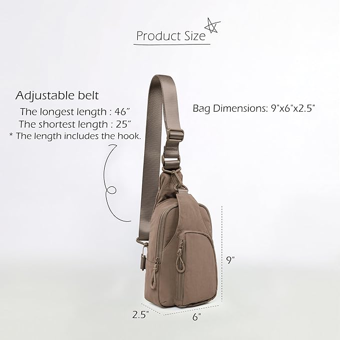 ODODOS Daily Sling Bag with Adjustable Straps Crossbody Chest Bag Lightweight Small Backpack for Casual Traveling Hiking